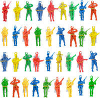 ArtCreativity army parachute toys 36 pack, 2.5 inch vinyl parachute men in red, green, yellow and blue
