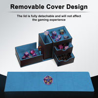 Stepane dice tray and dice tower storage box in black and red PU leather with drawers - view 35