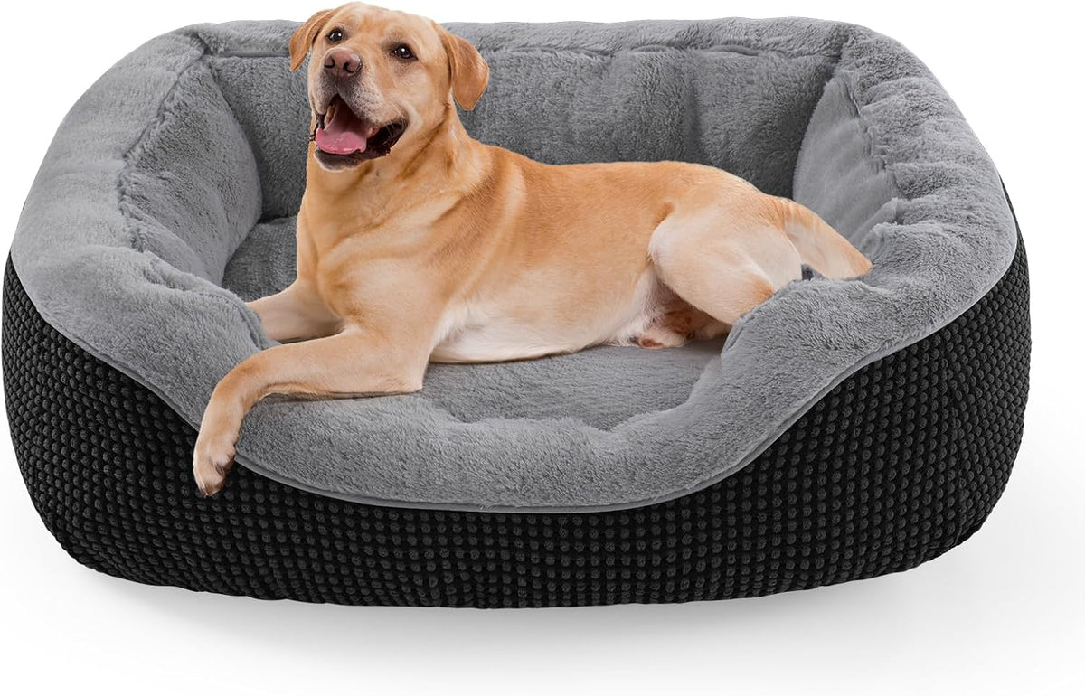 Medium Dog Beds for Medium Dogs Washable - L (35"x25"x9") / Black