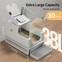 Stainless Steel Cat Litter Box with Lid, Flip-Top XL Large - Grey - image 4