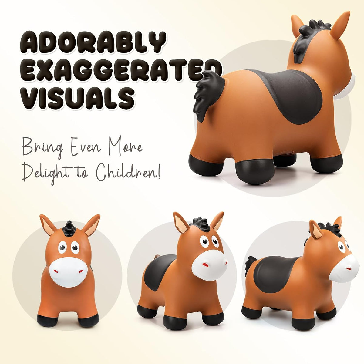 VangeBow Bouncy Horse Animal Hopper Toy for Toddlers 1-5 – Fun for Kids & Family - Black Saddle Horse - image 2