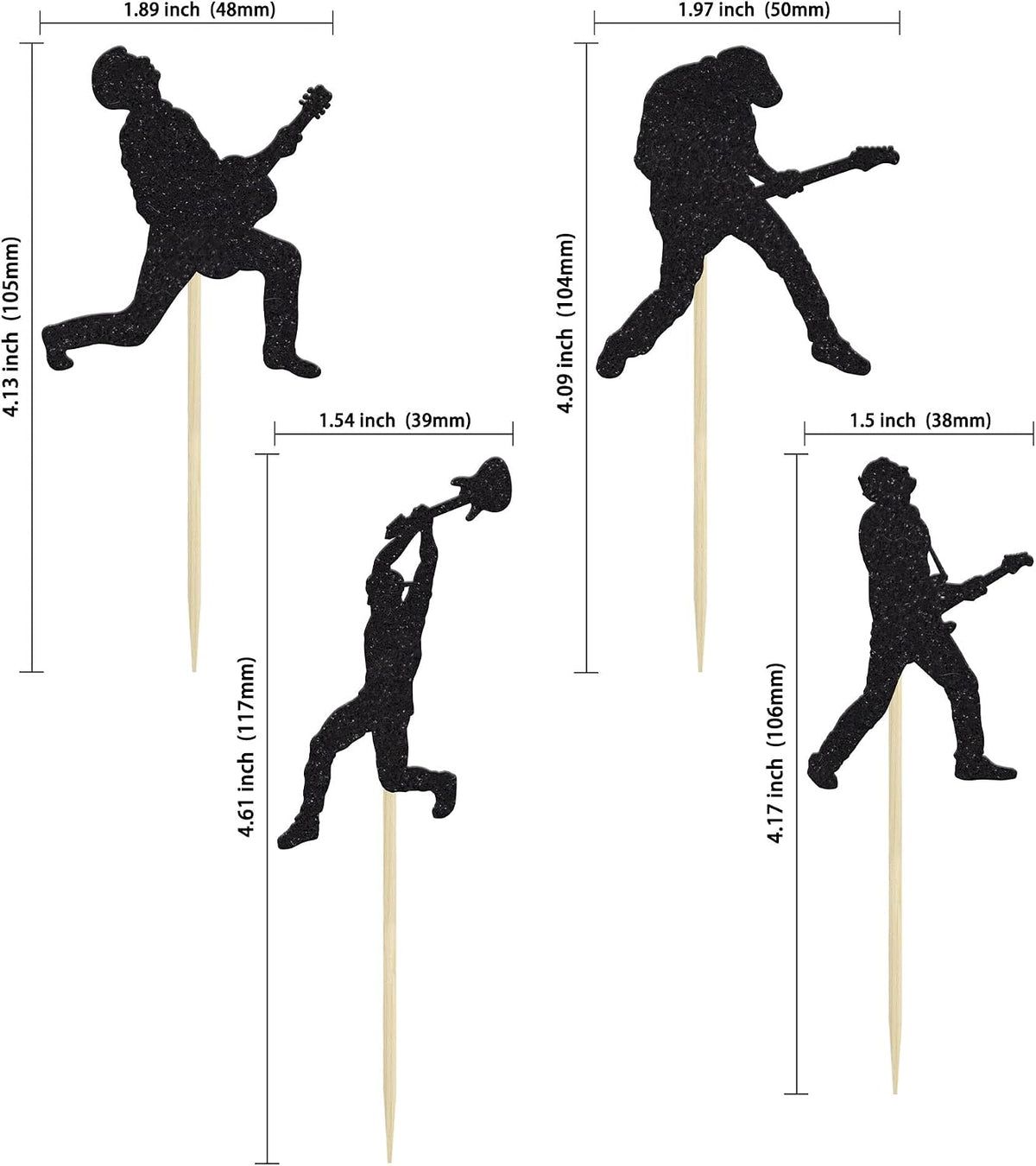 Gyufise 24Pcs Dance King Cupcake Toppers Glitter Jazz Dancers Happy - Dark Black - image 2