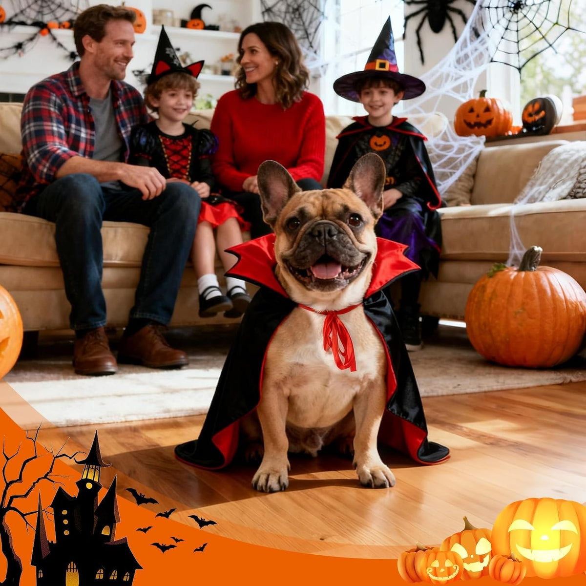 OLANRUN Dog Costumes, Dog Halloween Costumes Vampire Cloak - Medium - image 3