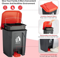 Pooper Scooper Set,Dog Poop Tray and Rake Set for Large & Small Dogs Dog Pooper Scooper 15 Litre Step Dog Poop Trash Can Outside W/Removable Inner Bucket with 20 Waste Bags