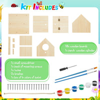 Liliful wooden DIY birdhouse kit for kids, 2 sets with paints and brushes - view 3