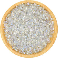 1Lb/460g Irregular Sea Glass Stones Artificial Crystal Gem Pebbles for Aquarium/Turtle Tank/Terrarium/Flowerpot/Vase Landscape Ornament Decoration, Hyun White