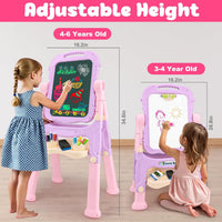 Easel for Kids Double-Sided Art Drawing Board Toys 3 4 Year Birthday - Pink - image 2