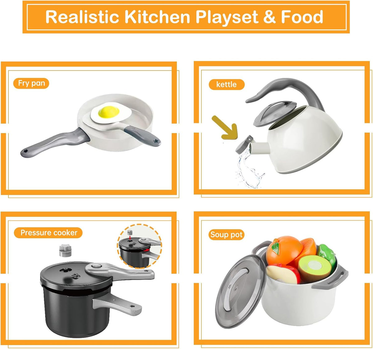 105Pcs Kids Kitchen Toy Accessories - White - image 4