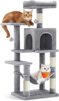 Feandrea Cat Tree, Multi-Level Condo - 44.1 Inches / Light Gray