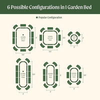 Vego garden Aluzinc Raised Garden Bed Kits, 17" Tall 6 in 1 Modular Metal Raised Planter Bed for Vegetables Flowers Patio Ground Planter Box-British Green