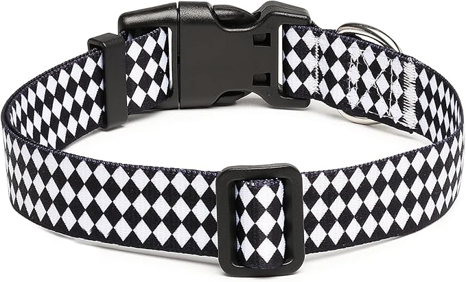 Mercano Adjustable Dog Collar - Special Design Patterns, Soft Nylon Comfortable Durable Pet Collar for Small Medium Large Dogs (M, Rhomb)