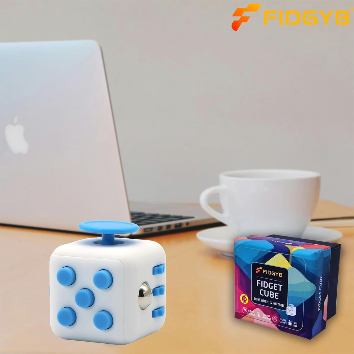 Cube Fidget Toy for Adults & Kids, Smooth - Whiblue - image 3