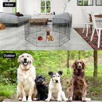 BestPet Dog Pen Playpen Puppy Pet Playpen 8 Panel Indoor Outdoor Metal Portable Folding Animal Exercise Dog Fence,24",Black