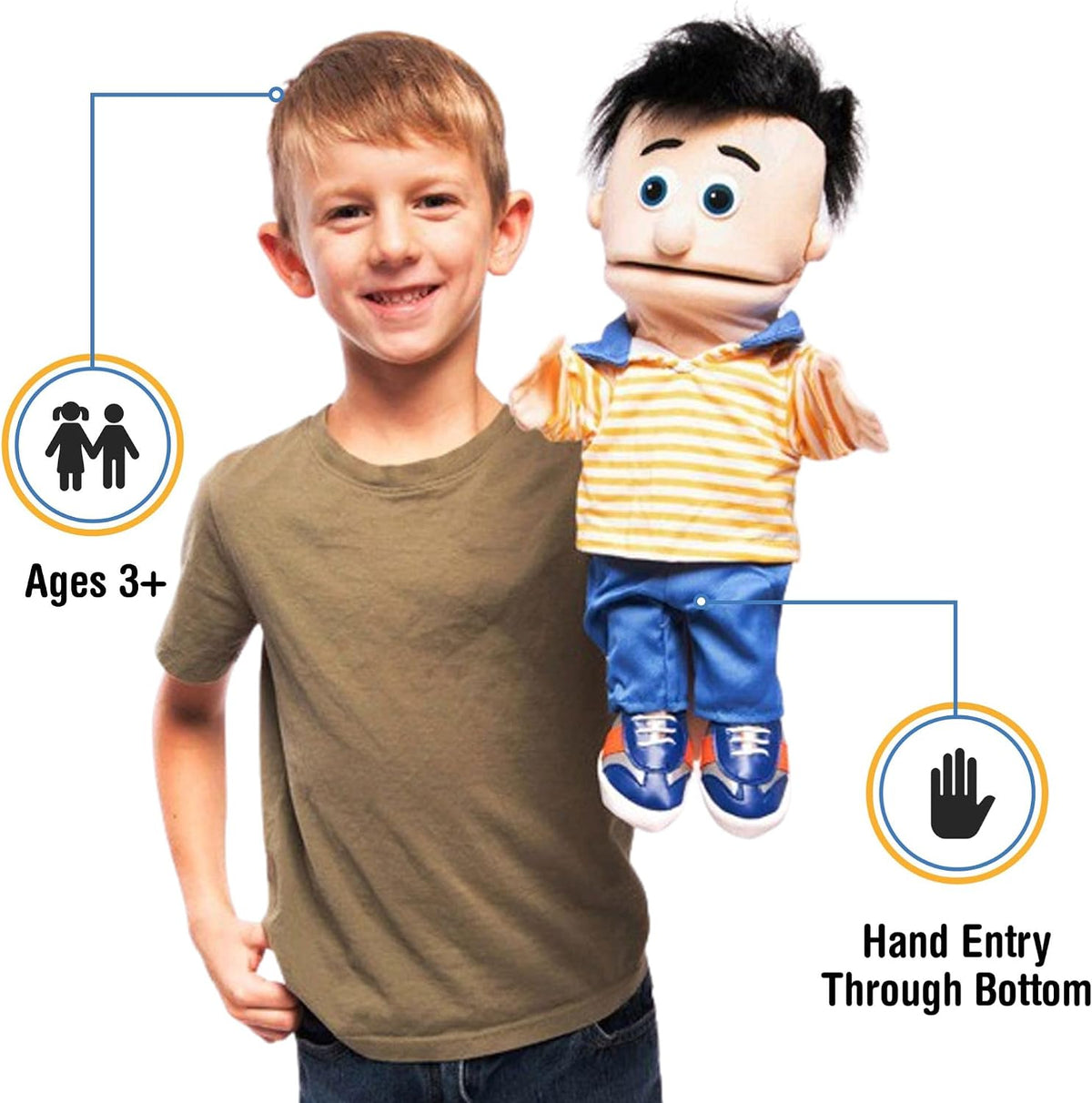 14" Bobby, Peach Boy, Hand Puppet – Fun for Kids & Family - image 2