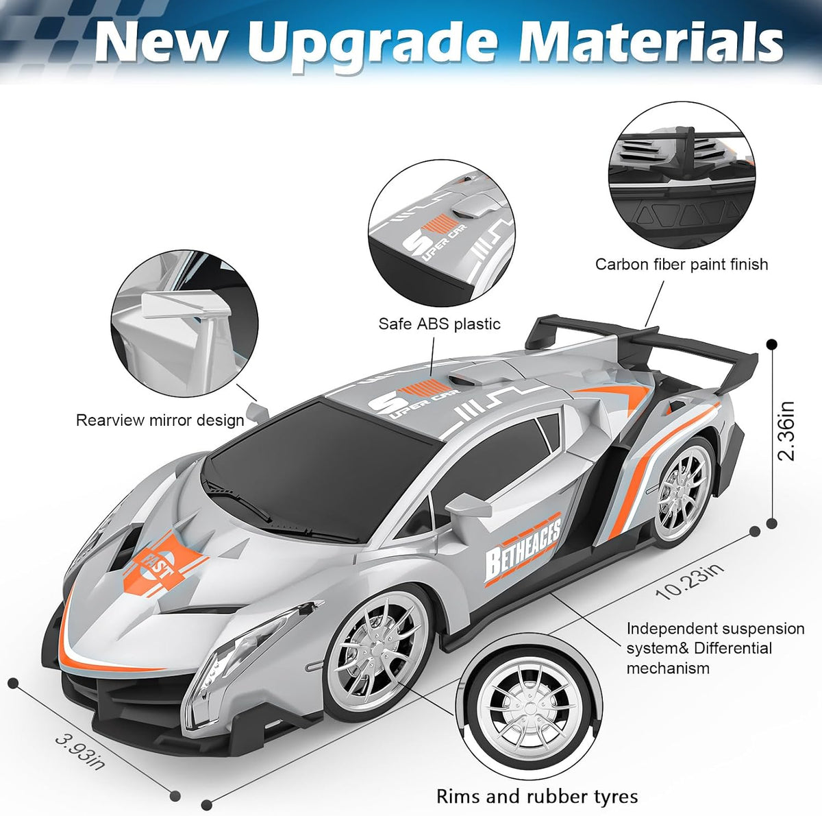 Growsland Remote Control Car for Kids - Silver - image 4