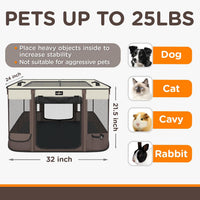 Foldable Pet Kitten Playpen - Brown 03 / Medium(32''×24''×21.5'') - image 3