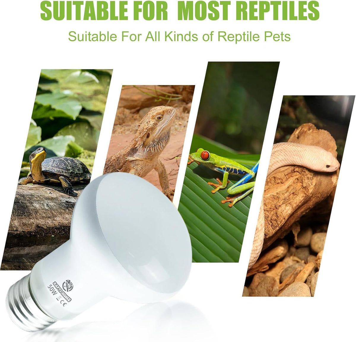 Reptile Heat Lamp Bulbs, Simulate Natural Sunlight Heat Light Bulb, 2 Pack 100W Amphibian Terrarium - Basking Bulb / 2*50 - image 3