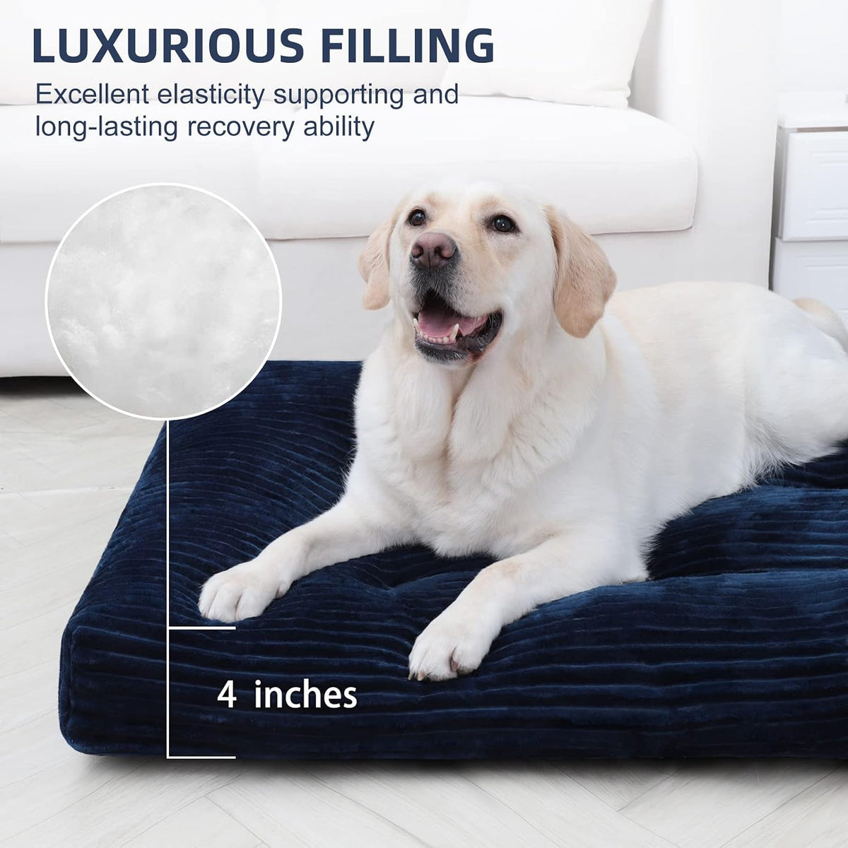 KSIIA Washable Dog Crate Bed Kennel Mat for Large Dogs - Blue / 48.0"L x 29.0"W x 3.5"Th - image 3
