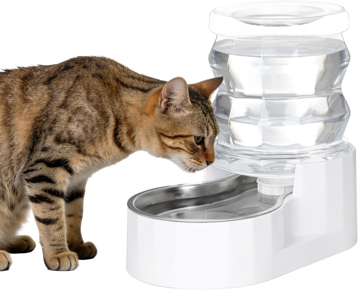 RIZZARI 8L Elevated Dog Water Dispenser: Gravity Waterer for Large - White / 4L without Filter