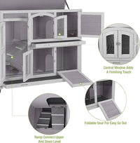 GUTINNEEN Rabbit Hutch Indoor Outdoor Bunny House Guinea Pig Cage on Wheel with Plastic Tray 47inch