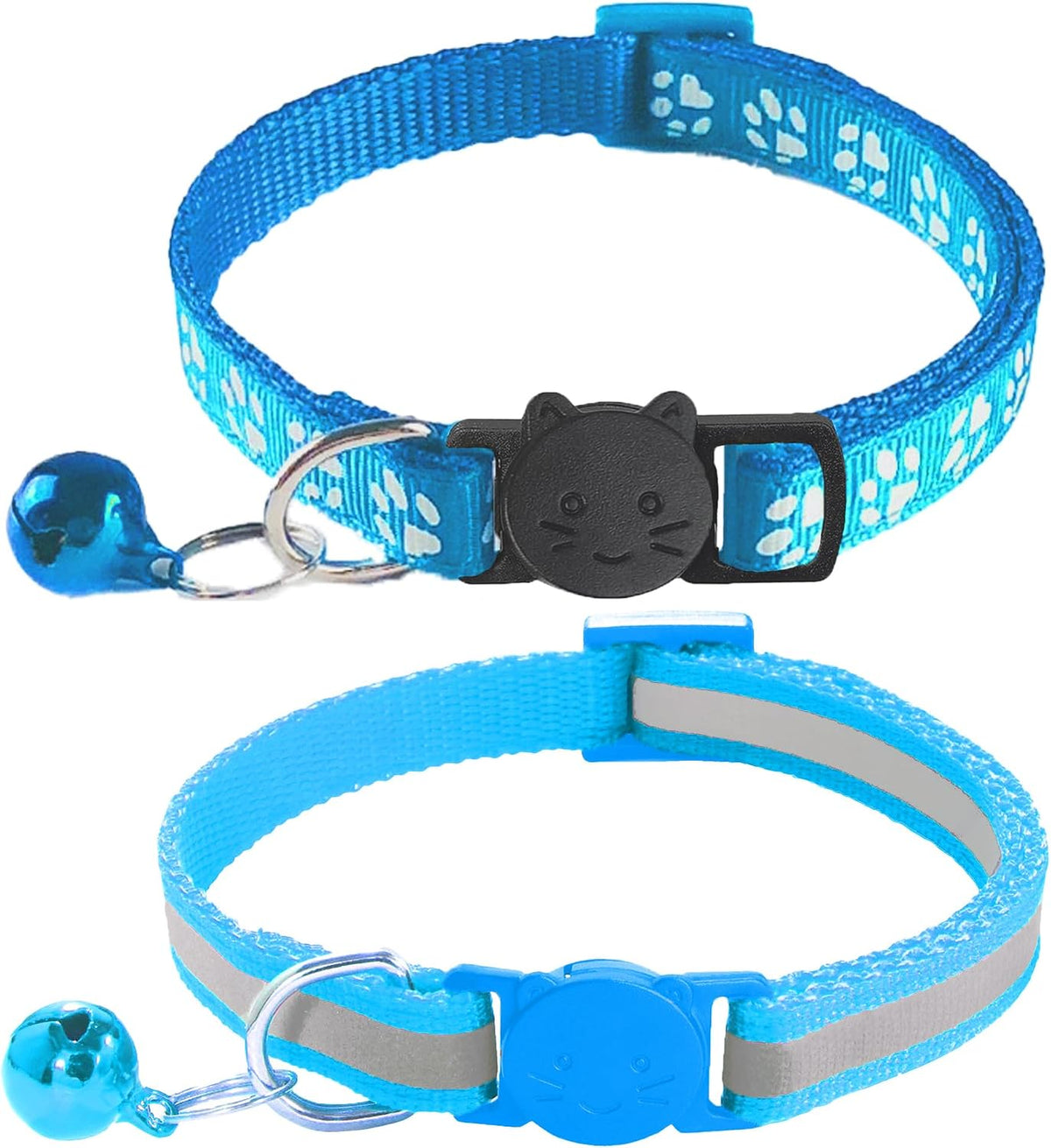 2 Pack Breakaway Cat Collars with Bells - Sky Blue