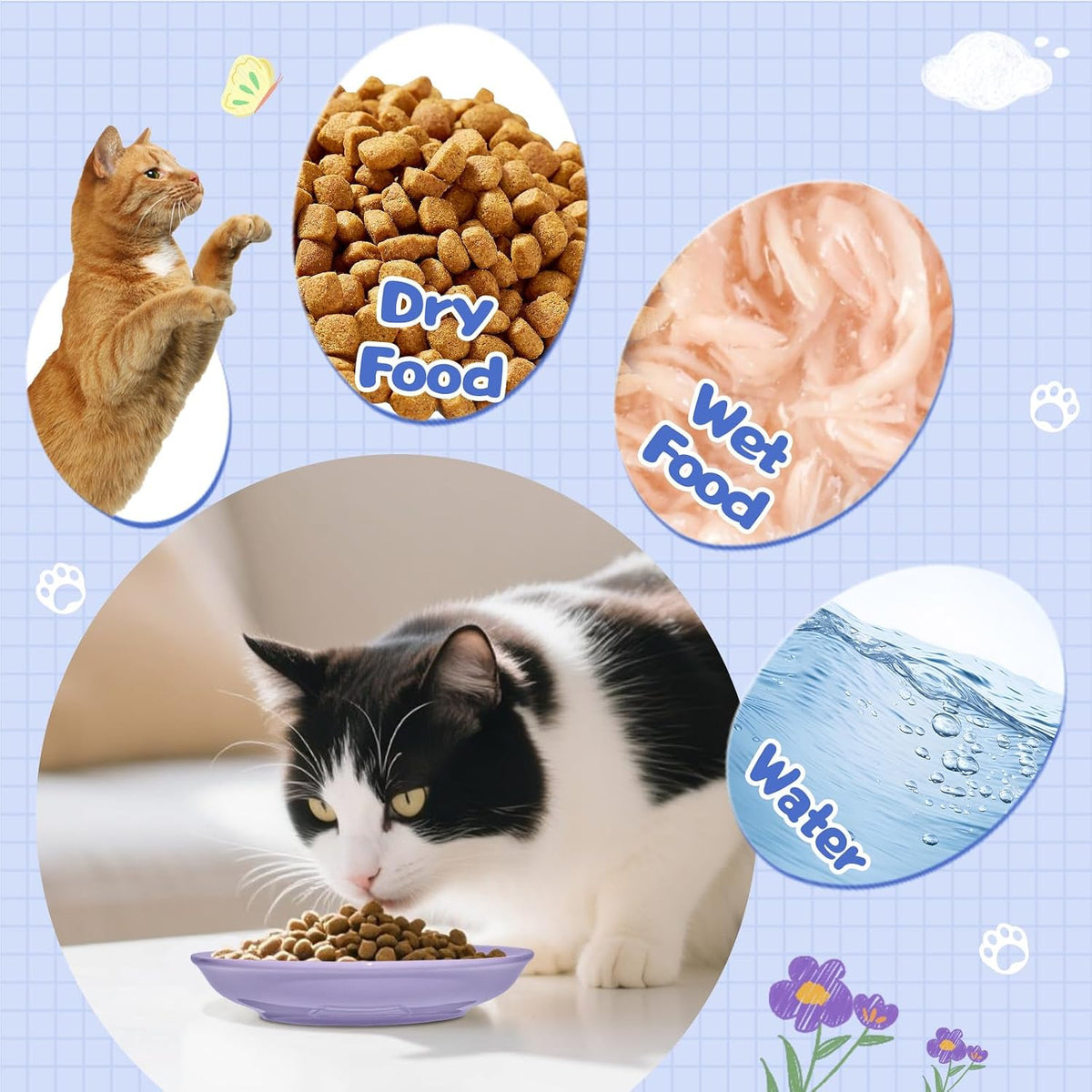 [8 Pack] Ceramic Cat Food Bowl - 8 color - image 3