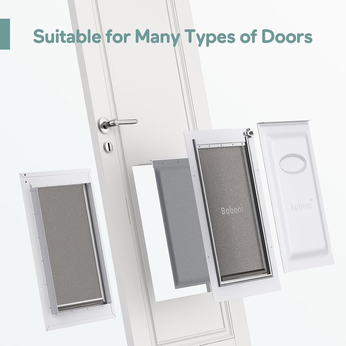 Baboni Dog Door for Door, 3-Flap, Durable Plastic Frame - White / Large / Metal Frame - image 4