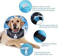 CuteBone Inflatable Dog Cone with Removable Soft Fleece Covers for Small/Medium/Large Dogs and Cats Neck Donut Collar After Surgery GWB13L
