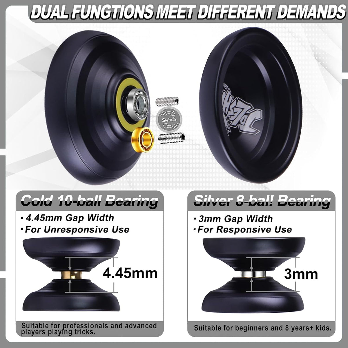 LESHARE X2 Dual-Mode Yoyo for Advanced Players & Teens Beginners – Fun for Kids & Family - X4 Black - image 3
