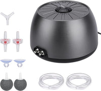 hygger Quiet Aquarium Air Pump, Adjustable Oxygen Aerator with Dual Output, 5W/8W Low Noise Air Pump with Air Stone Bubbler for Aquarium Fish Tank, Hydroponic System