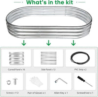 JERIA 2 Pcs 6×3×1ft Oval Raised Garden Bed,Galvanized Raised Garden Bed Kit Outdoor Metal Gardening Planter Box for Vegetable, Fruits, Flower，Herbs