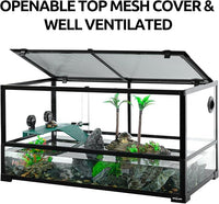 REPTIZOO 50 Gallon Large Turtle Tank Aquarium, 36"×18"×18" Tortoise Habitat Water-Land Ecological Turtle Tank with Drainage System Aquatic Aquarium, Terrarium for Tree Frogs, Salamanders