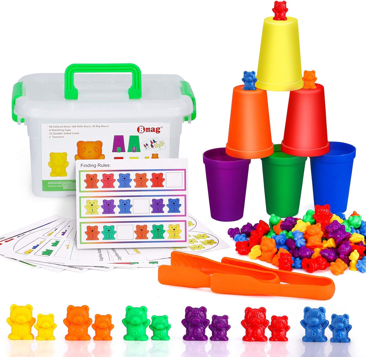 Bmag Counting Bears with Matching Sorting Cups - 90 Bears