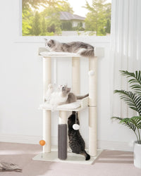43.7" Modern Cat Tree for Large Cats, Quick One‑Person Assembly – Essentials for Cats - White / 23.6"L x 23.6"W x 43.7"H - image 2