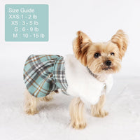 Dog Sweater with Leash Set D Ring Plaid Fleece Dog Clothes for Small - Small (Chest 15in ) / Turquoise with Leash - image 4