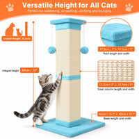 SOCATER Cat Scratching Post 33 Inch, Beige – Essentials for Cats - Cyan - image 2
