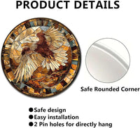 Lygond Metal Eagle Stained Glass Sign - 1212 Inches For Garden & Patio