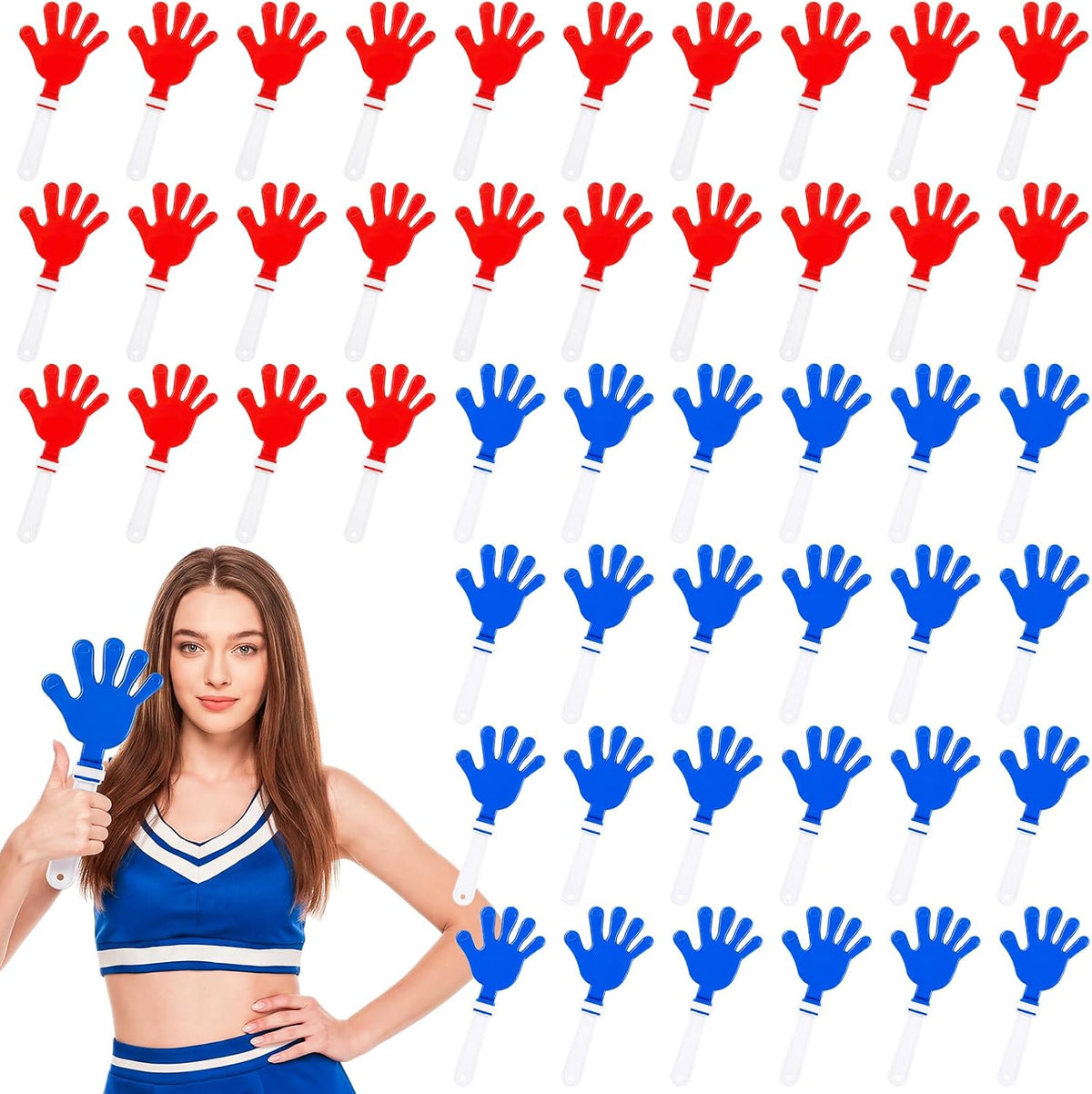 Junkin 48 pack blue and white plastic hand clapper noisemakers - view 6