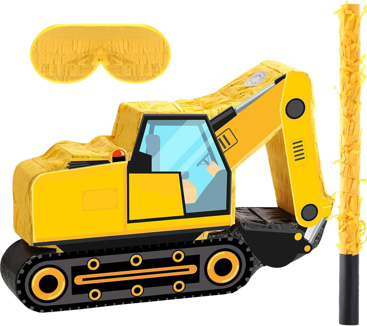 Aoriher Construction Dump Truck Excavator Piñata with Blindfold Bat – Fun for Kids & Family - Excavator