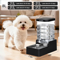 2.4Gallon Dog Water Bowl Dispenser for Dogs:Leak Resistant Waterer – Essentials for Dogs - Black with Lid / 8L - image 2