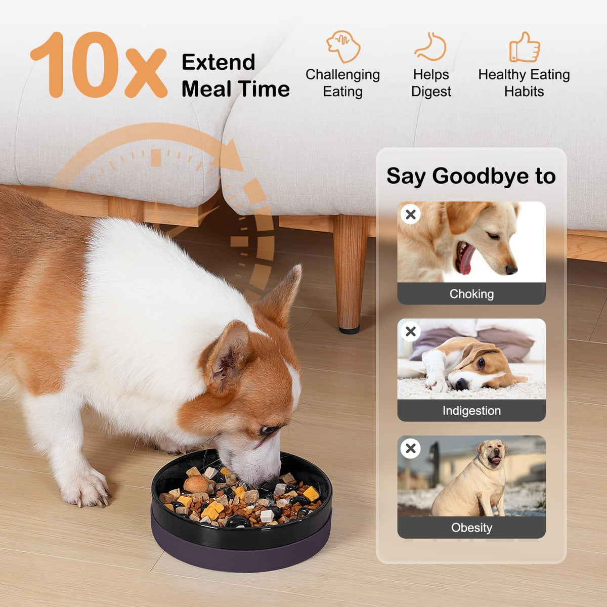 Sted Ceramic Slow Feeder Dog Bowls for Medium Large Breed – Essentials for Dogs - Medium-8 inches / Black - image 3