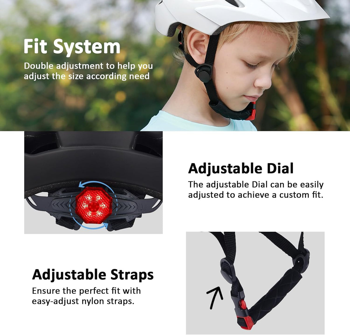 Kids Bike Helmet, Toddler Youth Helmet for Boys Girls, Ages 3-5 - Matte Black / 50cm-57cm/19.7''-22.4'' - image 3