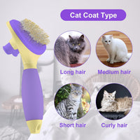 Cat Brush for Shedding, Self Cleaning Brush for Long & Short Hair Cats – Essentials for Cats - Purple - image 4