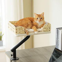 PAWZ Road Cat Desk Bed 360°Rotating Supports to 50 Lbs Cozy Nest - Beige / Wicker - image 2