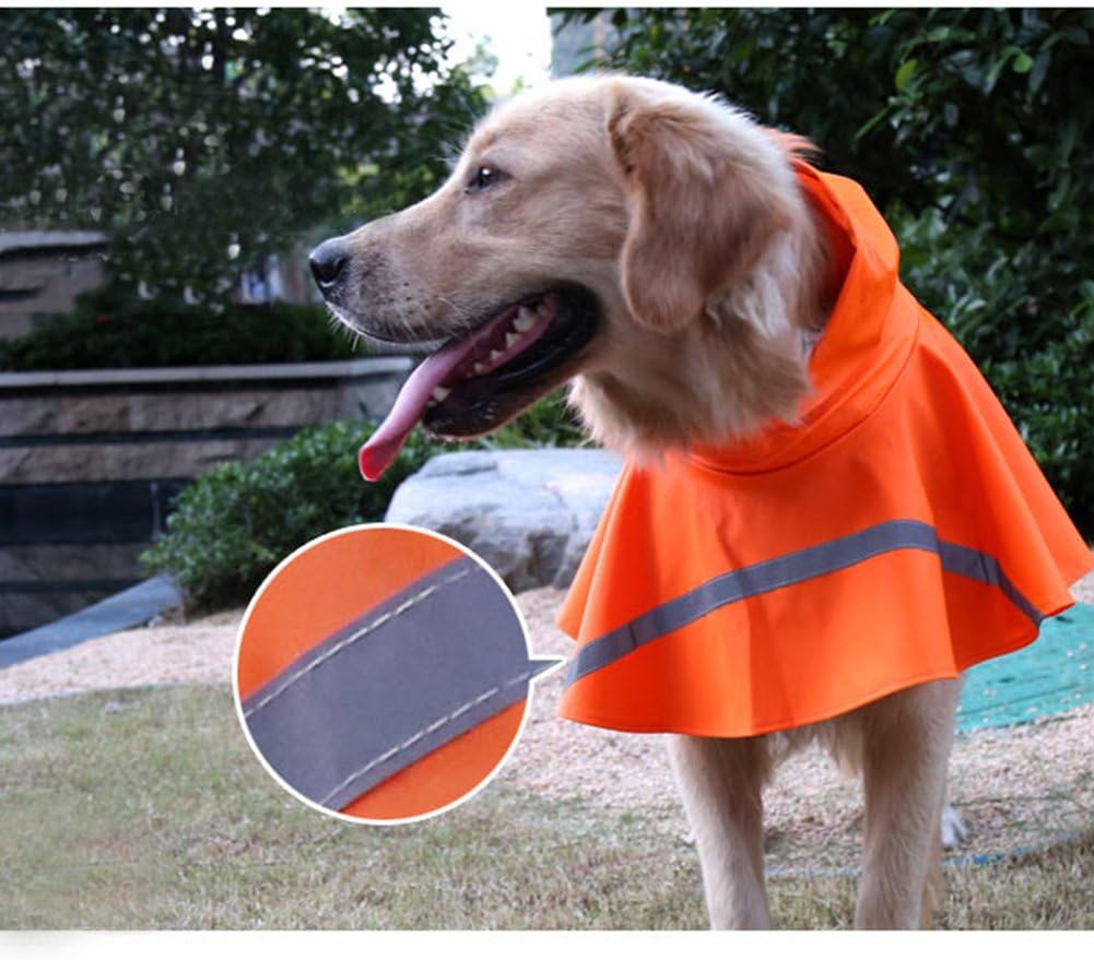Large Dog Raincoat Adjustable Pet Water Proof Clothes Lightweight - Orange / X-Large (Pack of 1) - image 3