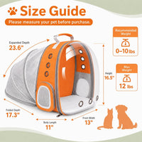 Expandable Cat Carrier Backpack with Bubble Window - Orange - image 2
