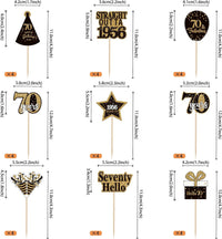 36PCS Happy 80th Birthday Cupcake Toppers Double Sided Black Gold - Straight Outta / 70th - image 2