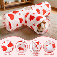 Guinea Pig Tunnel Hideout 3-Way Collapsible Small Pet Tubes - Heart - image 2