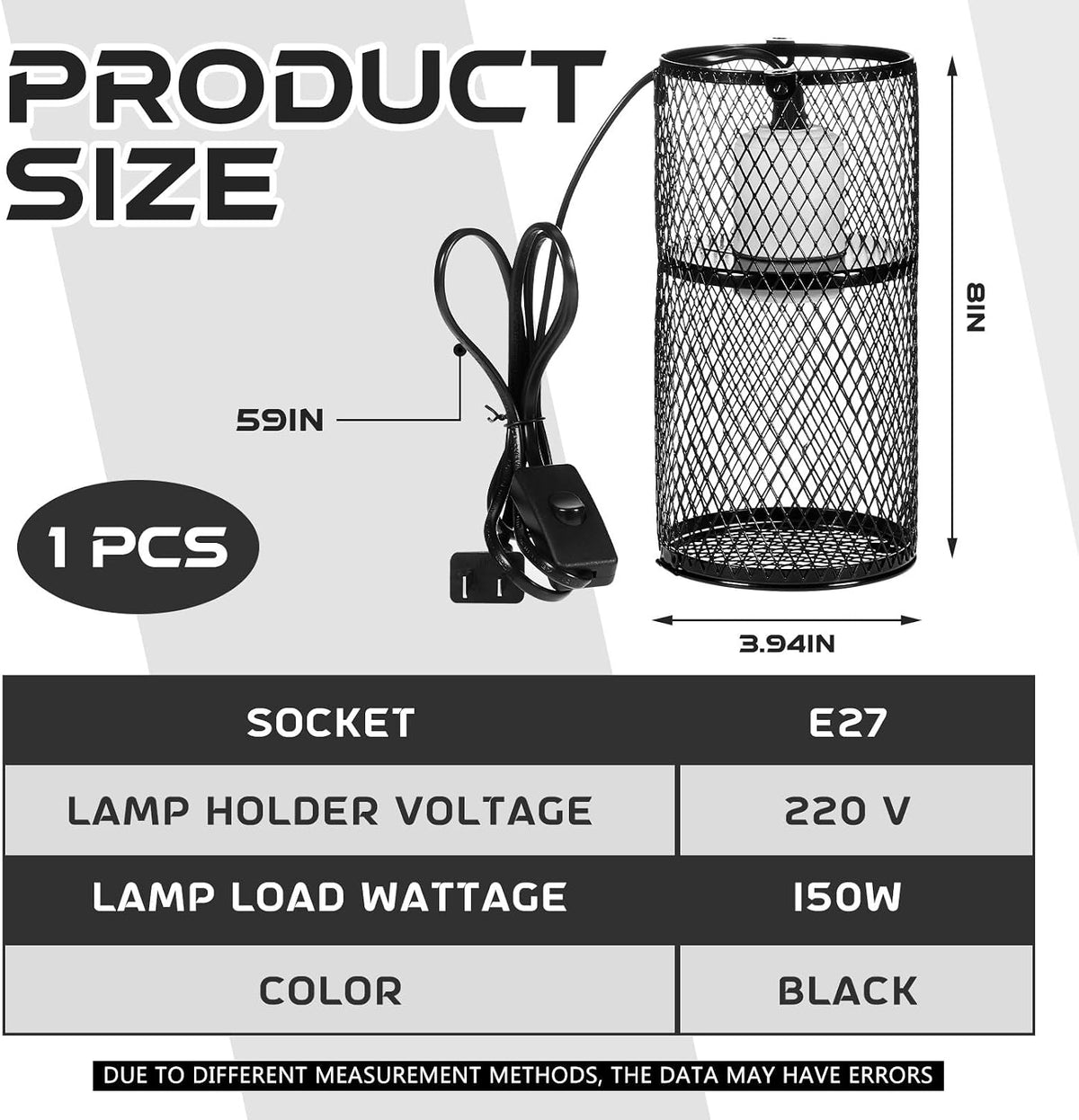 VIHOSE anti-scald metal mesh reptile heat lamp guard with bottom buckle - view 2