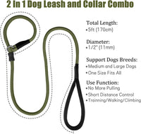 Strong Slip Rope Dog Training Leash - 1/2" x 5ft / Army Green - image 4